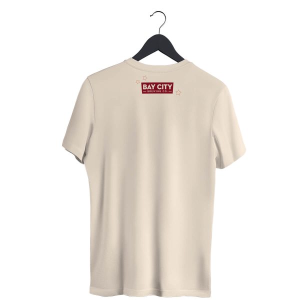 Back of shirt with Bay City logo below the neck